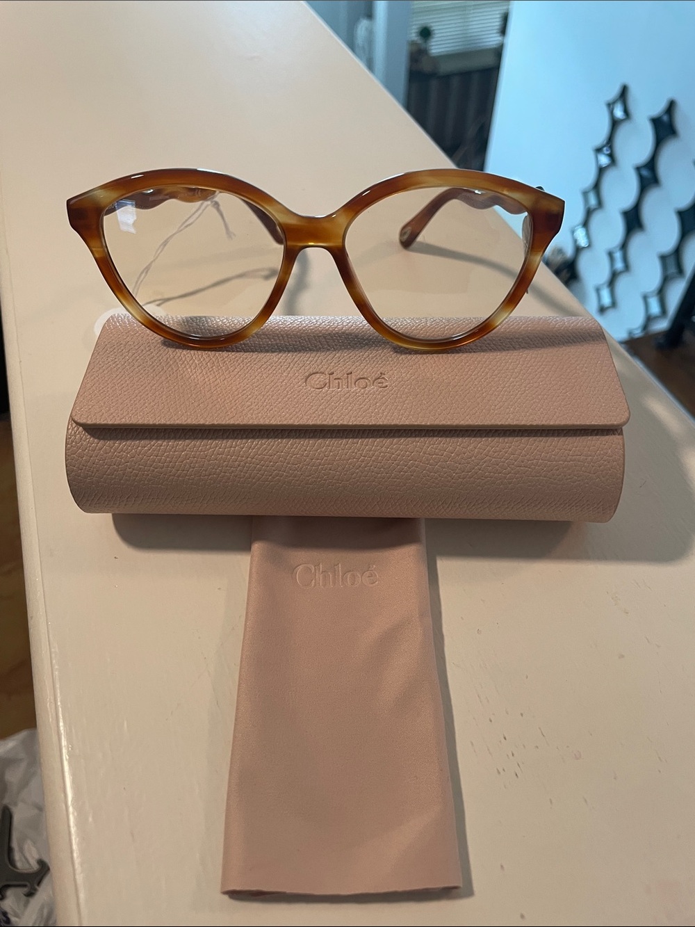 Chloe Tortoiseshell Wave-Arm Eyeglasses - Blonde Havana - Picture 7 of 12